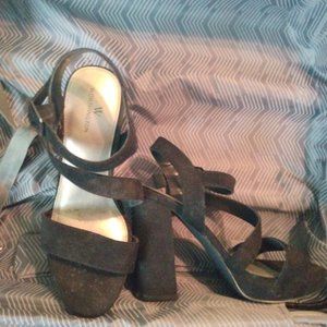 Black platform heels suede size 8